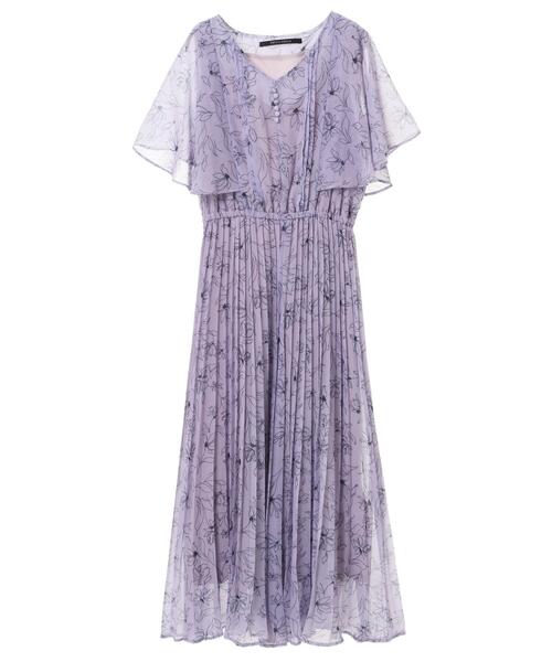 【セール】ラインフラワー柄プリーツワンピース(ワンピース)|YECCA VECCA(イェッカヴェッカ) 【セール】ラインフラワー柄プリーツワンピース(ワンピース)|YECCA VECCA(イェッカヴェッカ)