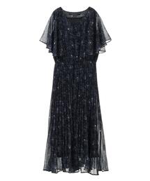 YECCA VECCA | ラインフラワー柄プリーツワンピース(ワンピース)