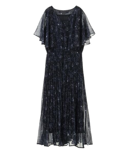 【セール】ラインフラワー柄プリーツワンピース(ワンピース)|YECCA VECCA(イェッカヴェッカ) 【セール】ラインフラワー柄プリーツワンピース(ワンピース)|YECCA VECCA(イェッカヴェッカ)