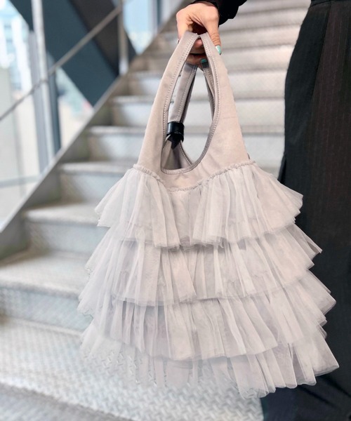 Scrap Book(スクラップブック)の「【Scrap Book】フリルバッグ(トートバッグ・レディース・ブラック/グレー・FREE)」の10枚目の写真