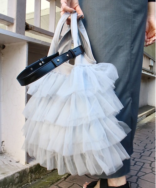 Scrap Book(スクラップブック)の「【Scrap Book】フリルバッグ(トートバッグ・レディース・ブラック/グレー・FREE)」の21枚目の写真