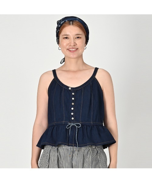 45R（フォーティファイブアール）の「大麦デニムのキャミソール（濃）（キャミソール・レディース・ブルー系その他/インディゴブルー・MEDIUM）」の4枚目の写真