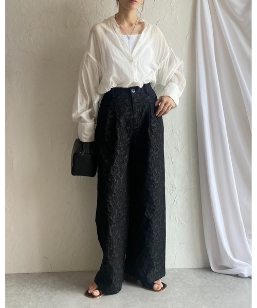 「新商品」に関するプレスリリース セール】ふくれジャガードハイウエストストレートワイドタック パンツ
