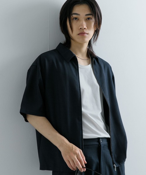 セール】チェックフロントジップレギュラーカラーシャツ（シャツ
