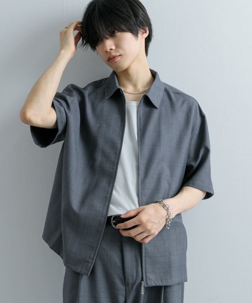 SENSE OF PLACE by URBAN RESEARCH(センスオブプレイスバイアーバンリサーチ)の「チェックフロントジップレギュラーカラーシャツ(シャツ/ブラウス・メンズ・グレー/ブラウン/ネイビー・MEDIUM/LARGE)」の11枚目の写真