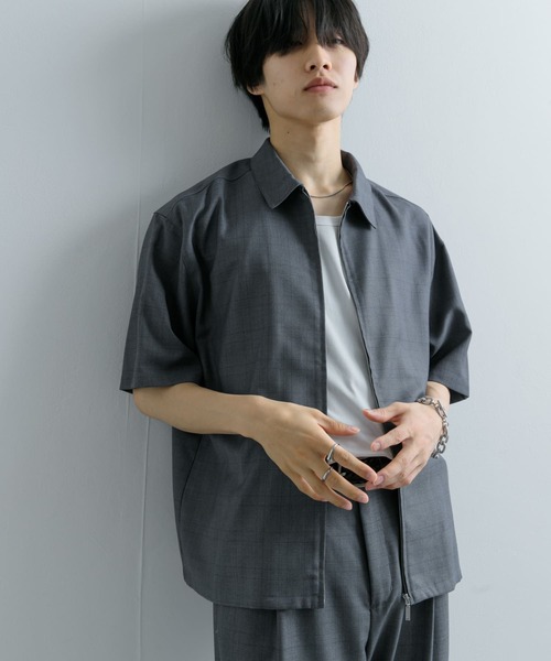 SENSE OF PLACE by URBAN RESEARCH(センスオブプレイスバイアーバンリサーチ)の「チェックフロントジップレギュラーカラーシャツ(シャツ/ブラウス・メンズ・グレー/ブラウン/ネイビー・MEDIUM/LARGE)」の14枚目の写真
