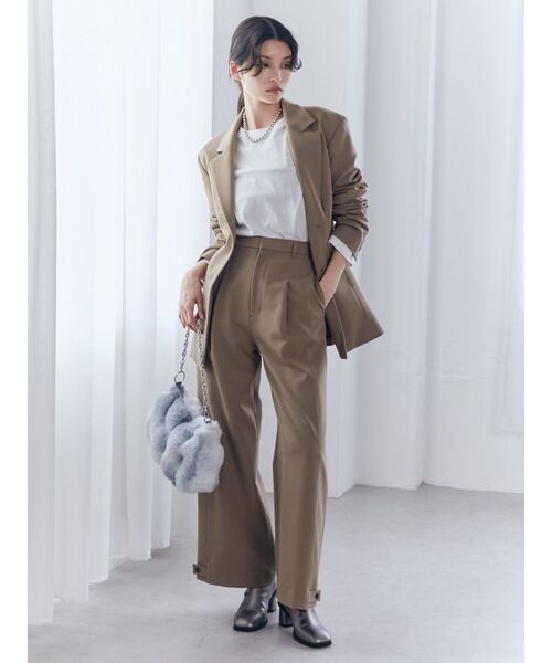 MURUA（ムルーア）の「【SET UP対応】ヘムアジャストタックパンツ（その他パンツ・レディース・ベージュ/ブラック/グレー・1/2）」の14枚目の写真