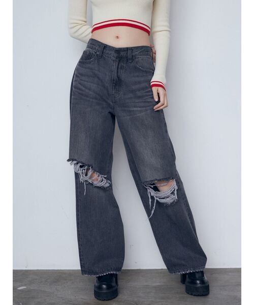 セール】リップドワイドジーンンズ（デニムパンツ）｜EMODA（エモダ