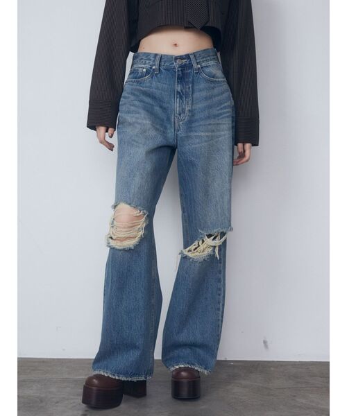 EMODA（エモダ）の「リップドワイドジーンンズ（デニムパンツ・レディース・ライトブルー/グレー・SMALL/MEDIUM）」の17枚目の写真