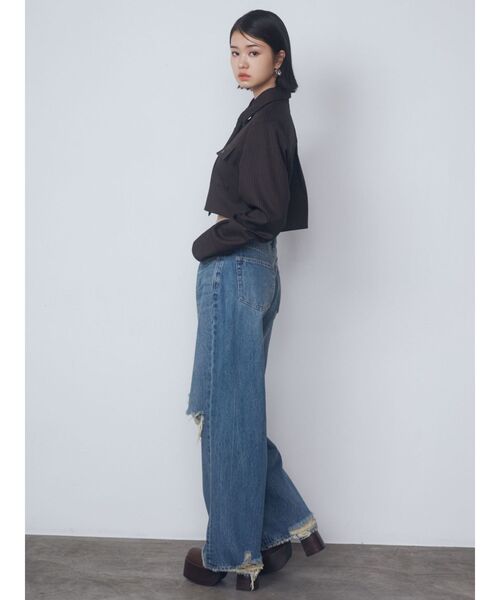 EMODA（エモダ）の「リップドワイドジーンンズ（デニムパンツ・レディース・ライトブルー/グレー・SMALL/MEDIUM）」の20枚目の写真