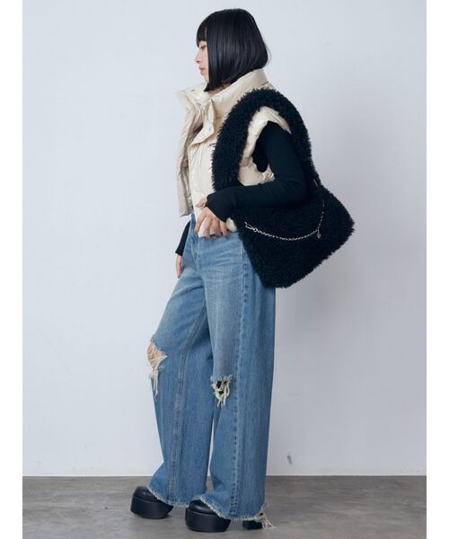 EMODA（エモダ）の「リップドワイドジーンンズ（デニムパンツ・レディース・ライトブルー/グレー・SMALL/MEDIUM）」の3枚目の写真