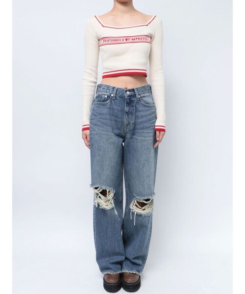 EMODA（エモダ）の「リップドワイドジーンンズ（デニムパンツ・レディース・ライトブルー/グレー・SMALL/MEDIUM）」の14枚目の写真