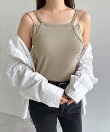 レイヤード風カップ付きキャミソール