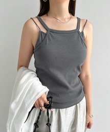 レイヤード風カップ付きキャミソール