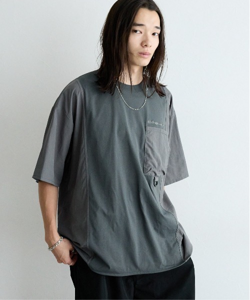 Ridingmania（ライディングマニア）の「【Ridingmania】異素材切り替えプルオーバー/オーバーTシャツ（Tシャツ/カットソー・メンズ・ブラック/グレー・FREE）」の11枚目の写真
