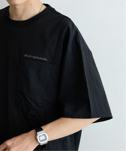 Ridingmania（ライディングマニア）の「【Ridingmania】異素材切り替えプルオーバー/オーバーTシャツ（Tシャツ/カットソー・メンズ・ブラック/グレー・FREE）」の16枚目の写真