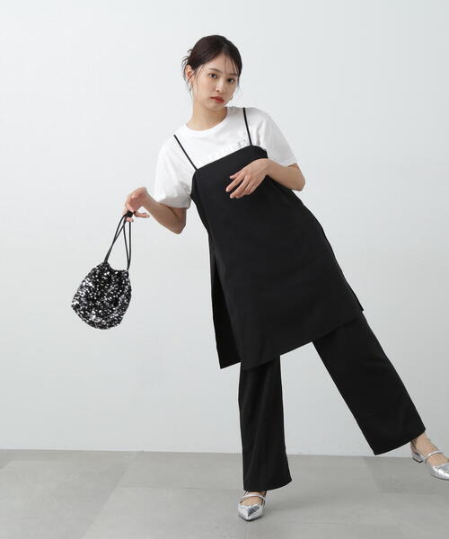 N.（N. Natural Beauty Basic）（エヌエヌナチュラルビューティーベーシック）の「◆ロングキャミ＆ワイドパンツセットアップ（セットアップ・レディース・ブラック/グレー系その他・MEDIUM）」の14枚目の写真