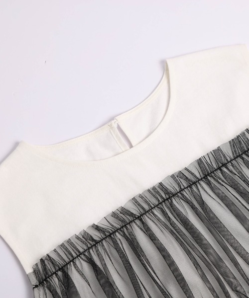La-gemme(ラジェム)の「ビスチェ風チュールトップス(Tシャツ/カットソー・レディース・ホワイト×ブラック/ブラック/ホワイト・M/L)」の15枚目の写真