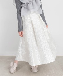 フラワージャガードフレアスカート