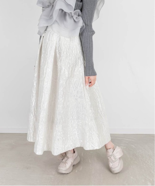 RANDA（ランダ）の「フラワージャガードフレアスカート（スカート・レディース・ブラック/グレー/ホワイト・0/1）」の8枚目の写真