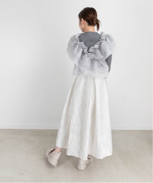 RANDA（ランダ）の「フラワージャガードフレアスカート（スカート・レディース・ブラック/グレー/ホワイト・0/1）」の13枚目の写真