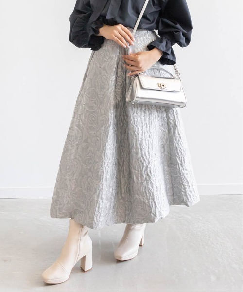 RANDA（ランダ）の「フラワージャガードフレアスカート（スカート・レディース・ブラック/グレー/ホワイト・0/1）」の16枚目の写真