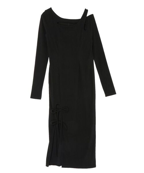 EATME（イートミー）の「ダブルリボンリブワンピース（ワンピース・レディース・アイボリー/ブラック/ネイビー・FREE）」の6枚目の写真