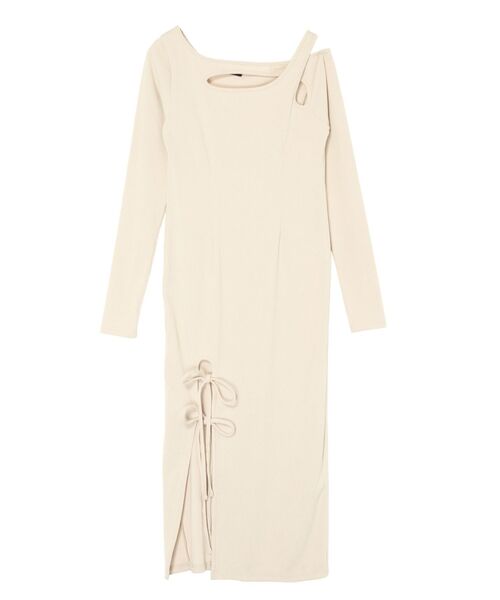 EATME（イートミー）の「ダブルリボンリブワンピース（ワンピース・レディース・アイボリー/ブラック/ネイビー・FREE）」の8枚目の写真