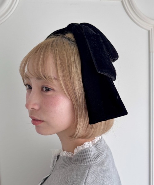 【新品未使用】　新品アレクリポンバレッタ　ベージュ セール】【8色展開】DOLLベロアリボンバレッタ（バレッタ/ヘアクリップ