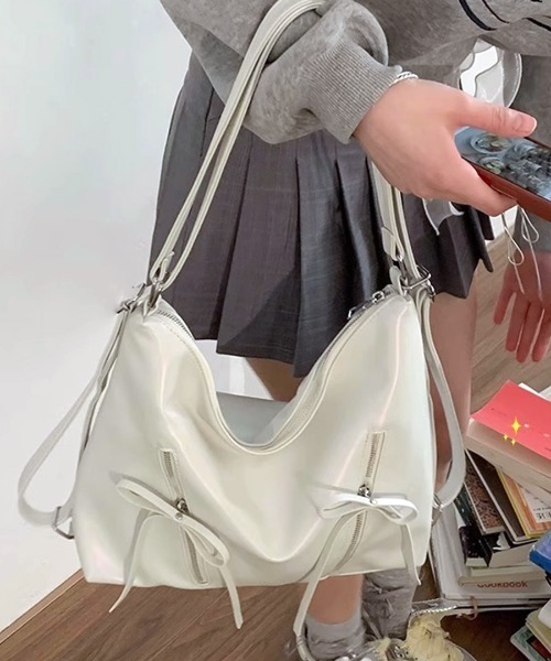 ショルダーバッグ・ポシェット Fallett Nylon Ribbon Bag Ivory FA2401BG22IV セール】3WAYリボンファスナーショルダーバッグ(ショルダー