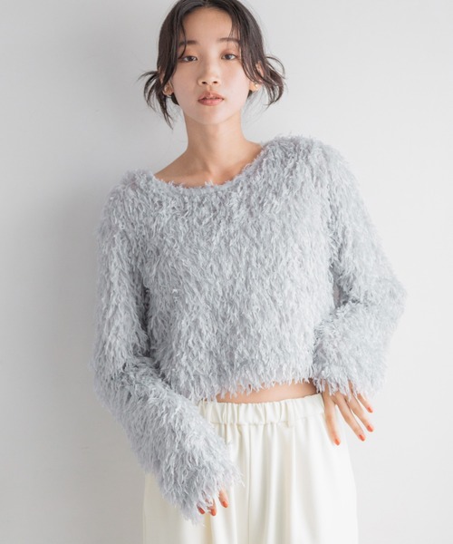 LOWRYS FARM（ローリーズファーム）の「フェザー２ＷＡＹカーディガン　136581（カーディガン/ボレロ・レディース・アイボリー/ブラック/グレー・LONG/SHORT）」の3枚目の写真