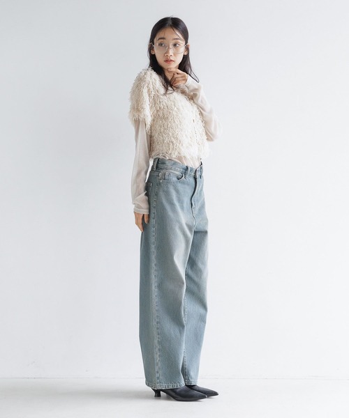 LOWRYS FARM（ローリーズファーム）の「フェザー２ＷＡＹカーディガン　136581（カーディガン/ボレロ・レディース・アイボリー/ブラック/グレー・LONG/SHORT）」の5枚目の写真