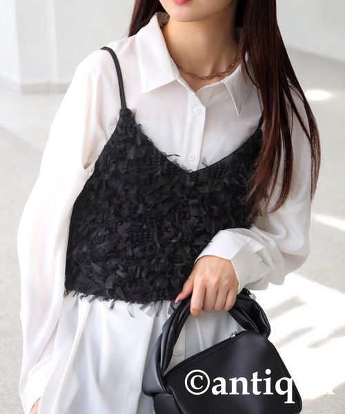 antiqua（アンティカ）の「フリンジキャミソール（キャミソール・レディース・ブラック・ONESIZE）」の15枚目の写真