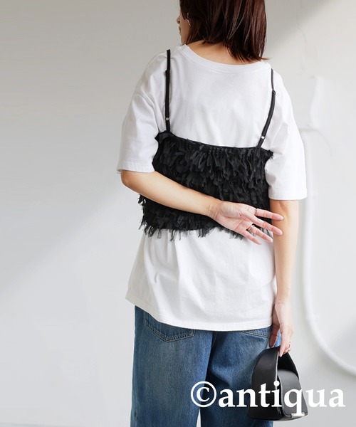 antiqua（アンティカ）の「フリンジキャミソール（キャミソール・レディース・ブラック・ONESIZE）」の7枚目の写真