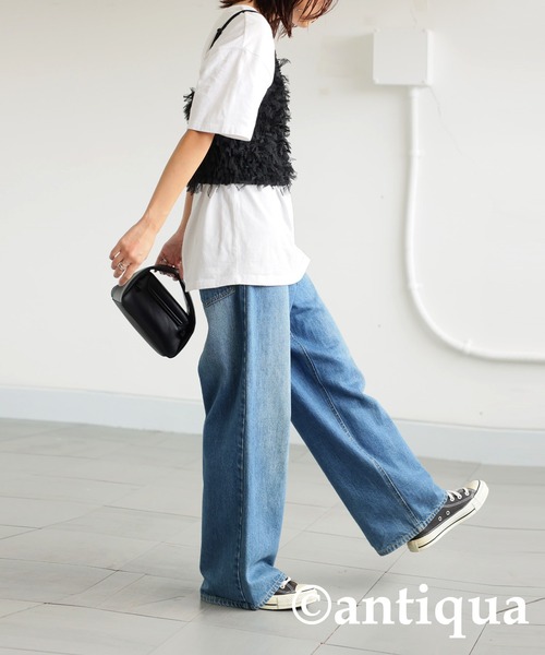 antiqua（アンティカ）の「フリンジキャミソール（キャミソール・レディース・ブラック・ONESIZE）」の4枚目の写真