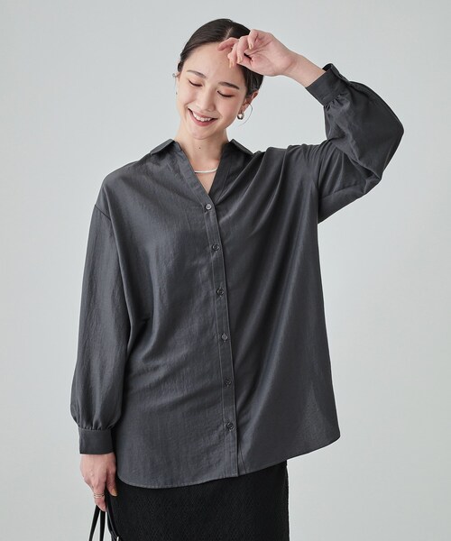 DRESKIP(ドレスキップ)の「◆【無理せずキレイ】後ろ姿が引き立つ バックレースアップブラウス(シャツ/ブラウス・レディース・チャコールグレー/ライトベージュ/ブラウン系/ピンク系・00)」の7枚目の写真