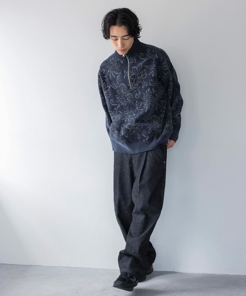LOWRYS FARM(ローリーズファーム)の「モールジャガードハーフZIP 132985(ニット/セーター・メンズ・グレー/ネイビー・MEDIUM/LARGE)」の8枚目の写真