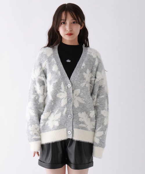 repipi armario（レピピ アルマリオ）の「【洗えるニット】FLOWERシャギーカーディガン（カーディガン/ボレロ・キッズ・ベージュ/グレー・LARGE/SMALL/MEDIUM）」の7枚目の写真