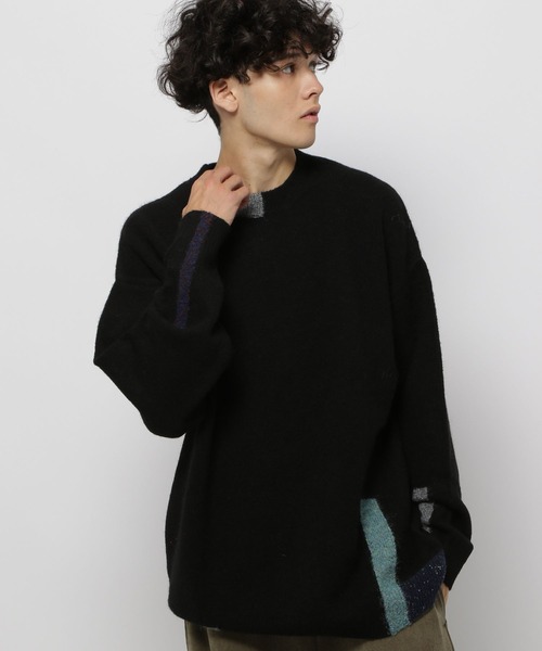 niko and...(ニコアンド)の「ポイントカラーニットプルオーバー(ニット/セーター・メンズ・イエロー/ブラック/アイボリー/ブルー・MEDIUM/LARGE)」の7枚目の写真