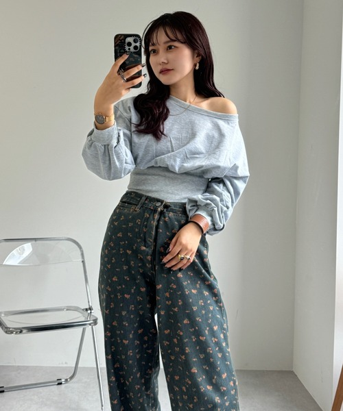 efill(エフィル)の「刺繍 ビッグ デニム パンツ(デニムパンツ・レディース・ブルー・M)」の16枚目の写真
