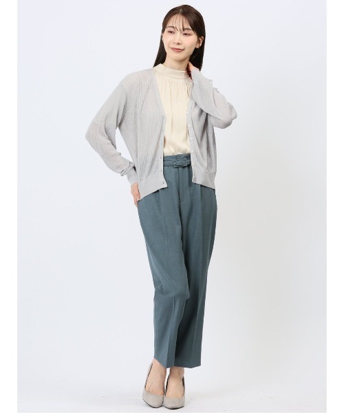 【細ベルト付き ウエスト後ゴム】m.f.エディトリアル レディース タックテーパードパンツ