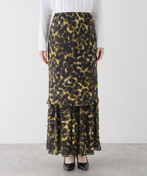 Spick & Span（スピックアンドスパン）の「DELIY / デリー MOSAIC PRINT LAYERED SKIRT DLY-065135（スカート・レディース・ブラック・FREE）」の10枚目の写真