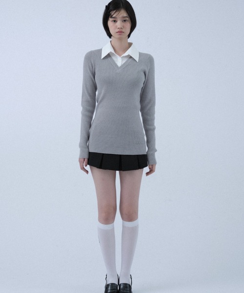FCMM(エフシーエムエム)の「KNIT SHIRT/ニットシャツ(ニット/セーター・レディース・ブルー/ネイビー/グレー・SMALL/MEDIUM)」の4枚目の写真