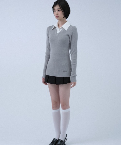 FCMM(エフシーエムエム)の「KNIT SHIRT/ニットシャツ(ニット/セーター・レディース・ブルー/ネイビー/グレー・SMALL/MEDIUM)」の5枚目の写真