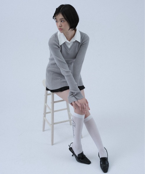 FCMM(エフシーエムエム)の「KNIT SHIRT/ニットシャツ(ニット/セーター・レディース・ブルー/ネイビー/グレー・SMALL/MEDIUM)」の7枚目の写真