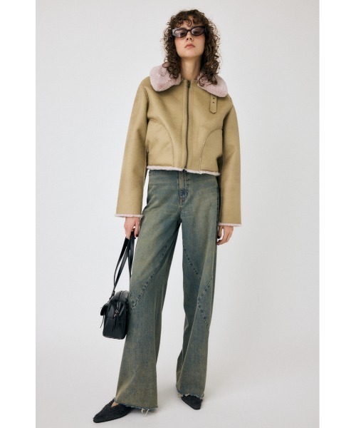 MOUSSY | CURVED LINE PANEL バギーデニム (ワイド ) |SHEL'TTER