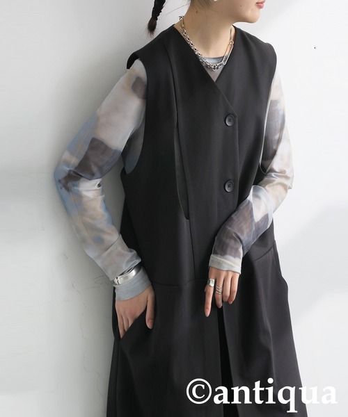 antiqua（アンティカ）の「オールインワン（サロペット/オーバーオール・レディース・ブラック・P/R）」の11枚目の写真