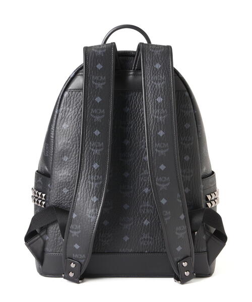 【美品】MCM リュック ヴィセトス スタッズ ロゴプレート 本革 ブラック MCM リュック ヴィセトススタッズ バック メンズ レディース MCM