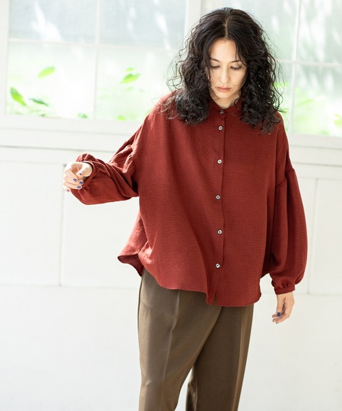 【セール】ギャザースリーブブラウス（シャツ/ブラウス）｜OSMOSIS（オズモーシス）