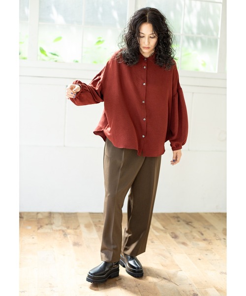 【セール】ギャザースリーブブラウス（シャツ/ブラウス）｜OSMOSIS（オズモーシス）